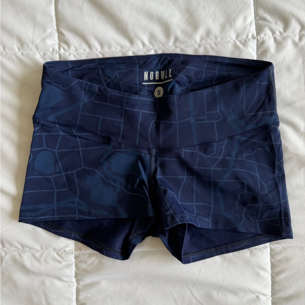 NOBULL Women's Navy Patterned Athletic Shorts